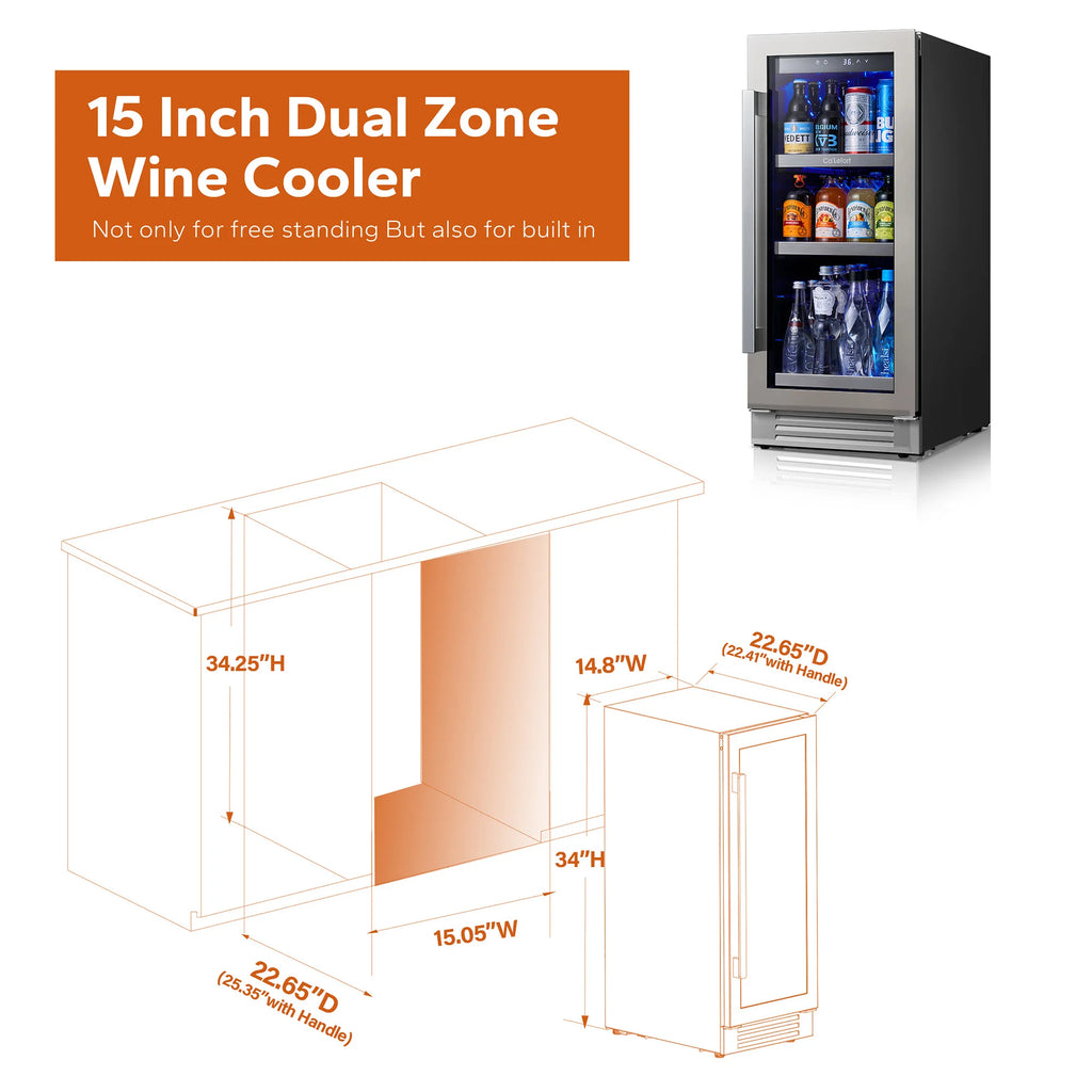 Ca'Lefort 85L Wine Fridge & Cooler – Elegant Compressor Refrigerator for Beverage Storage with Temp Lock & Eco-Friendly Design