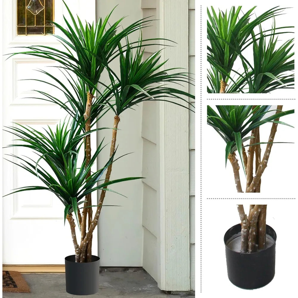 51-Inch Artificial Yucca Plant with Rubber Leaves for Living Room, Bedroom & Office Decor