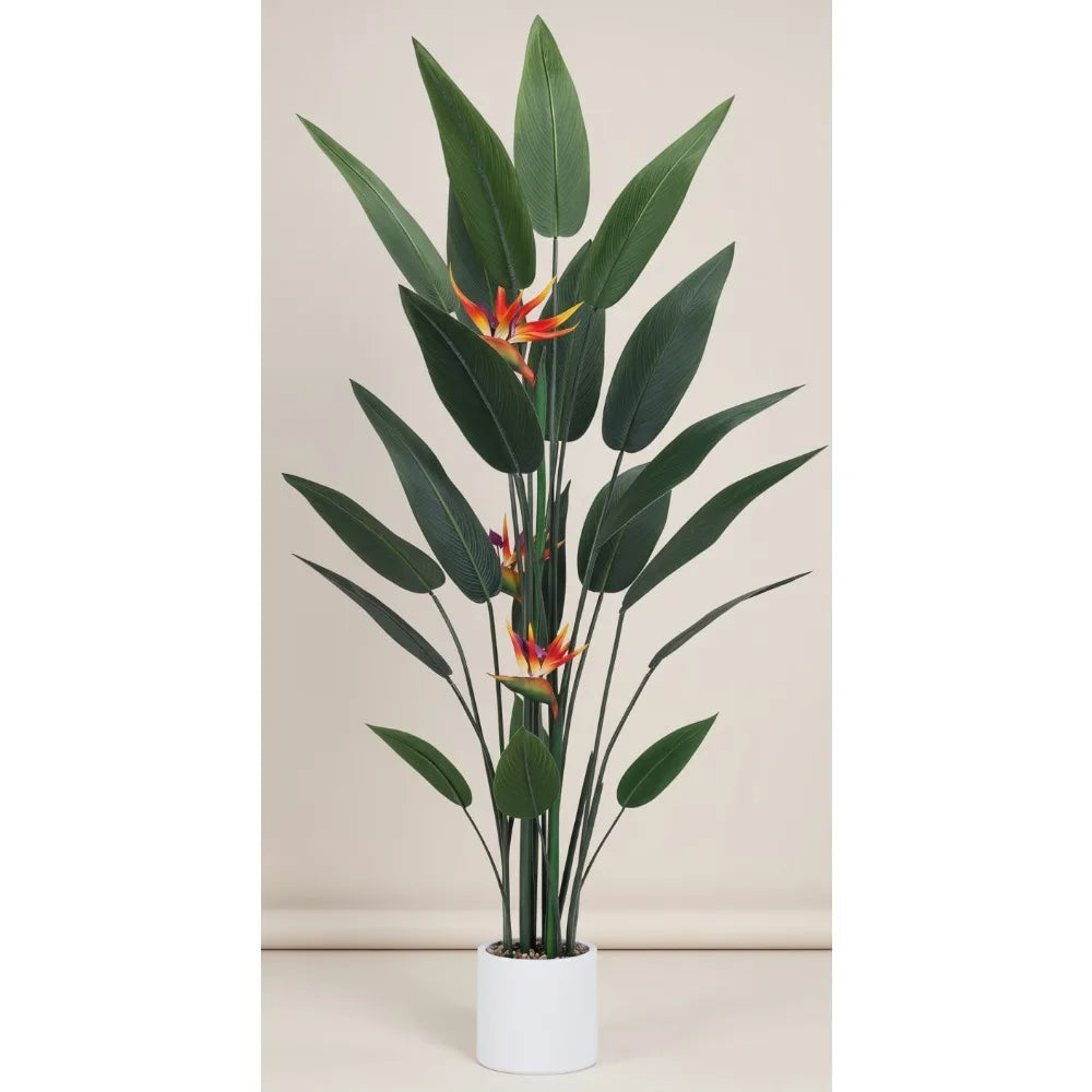 5ft Tall Artificial Bird of Paradise Plant with Pot - Realistic Fake Tropical Tree for Home Office Decor