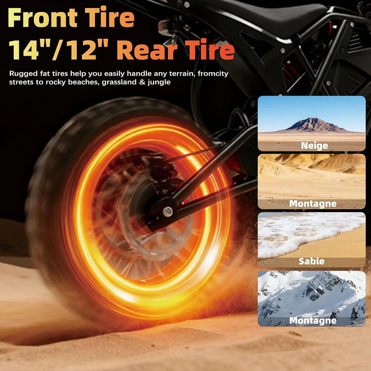 Electric Dirt Bike for Teens and Adults, 3000W Electric Motorcycle, 14/12 in Wide Tires, 38 Mph Speed, Equipped with 48V 23AH