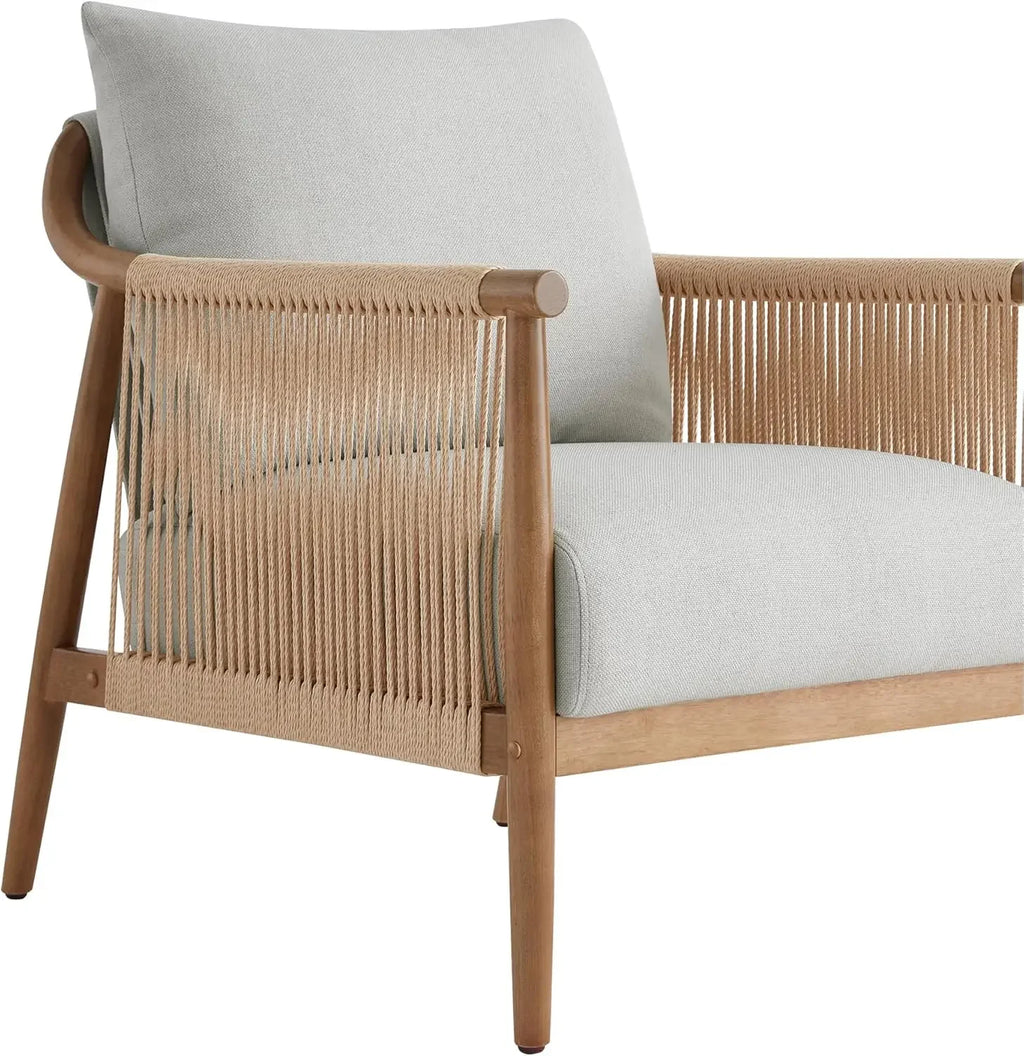Braid Armchair Set of 2, Modern Accent Chair for Living Room, Light Grey