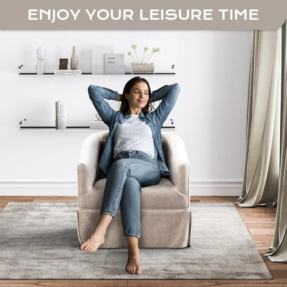 Swivel Accent Chair Set of 2, Mid Century Modern Swivel Barrel Chair for Living Room, Round Armchair Corner Chair for Bedroom, B