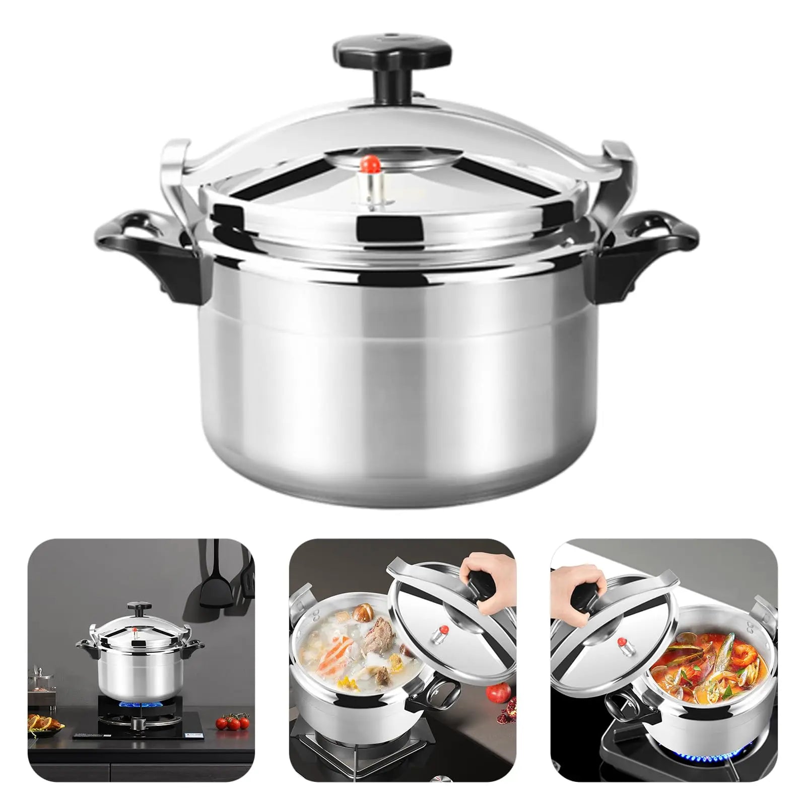 Pressure Pot, Aluminum Pressure Cooker, 3L/3.17Qt Capacity for Open Fire, Induction, Electric, Gas (3L/3.17Qt)
