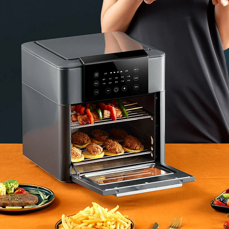 12L Large-Capacity Air Fryer 220V Oil-Free Intelligent Multi-Function Electric Fryer Oven with LED Touch Screen for Household