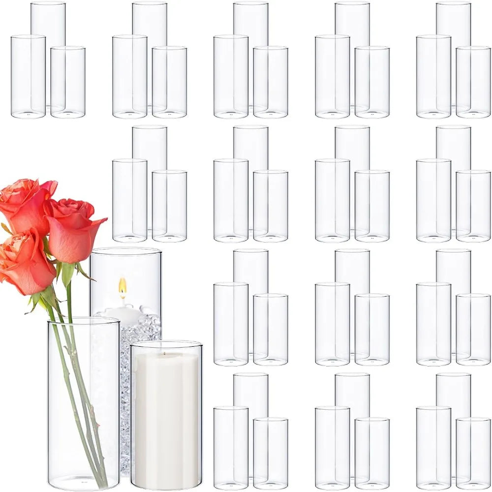48 pcs glass cylinder vases clear flowers vase decorative 6,8,10 inch floating candles holders table centerpieces for wedding pa