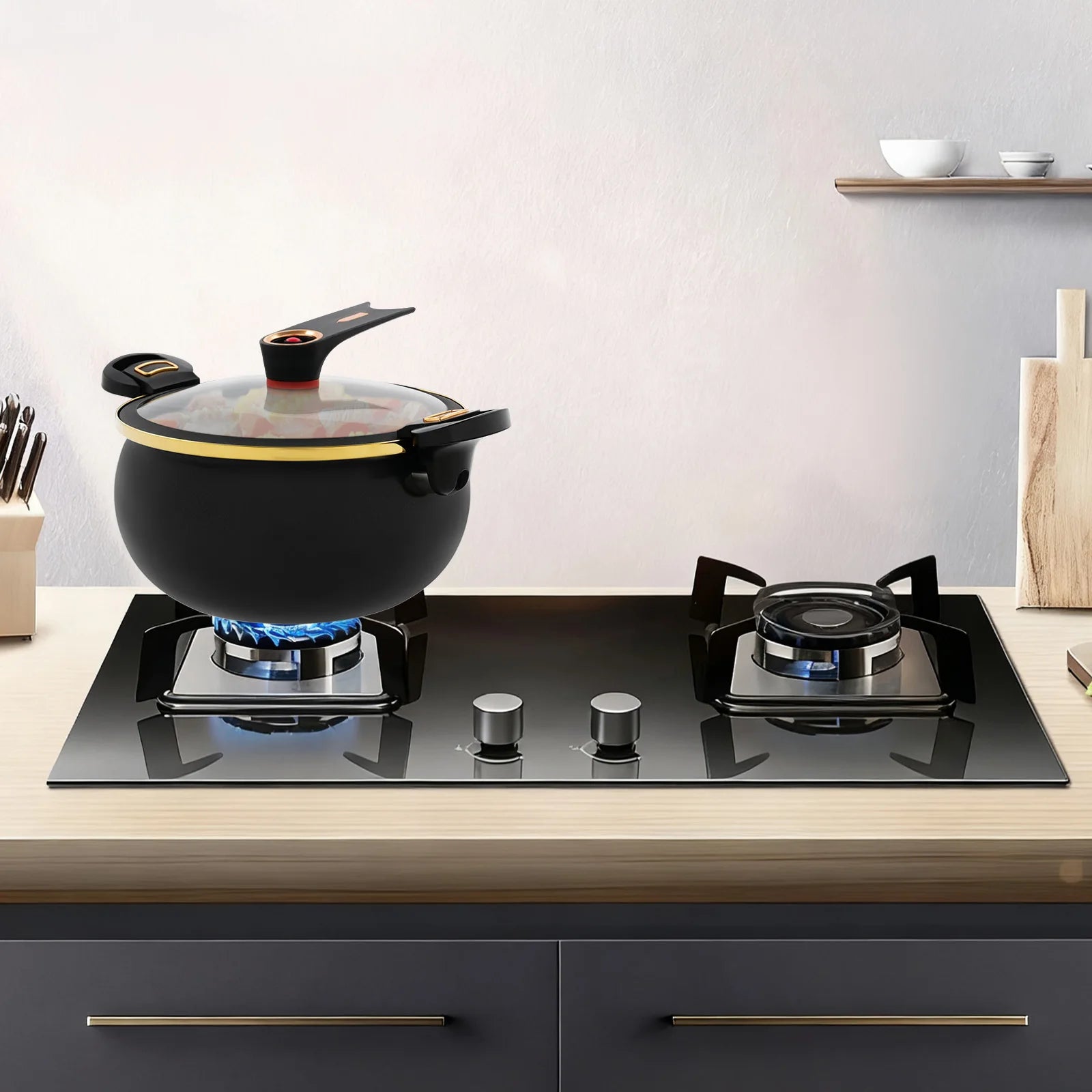 Micro Pressure Cooker, Non-Stick Pot, 8L Multi-Function Round Micro Pressure Cooking Pot for Various Stoves , for 5-7 People