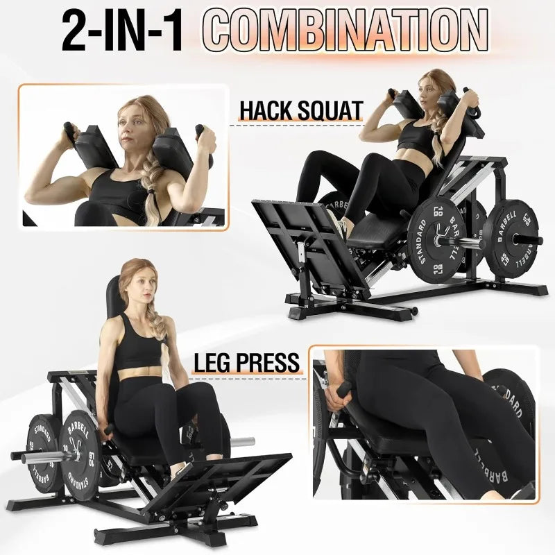 Leg Press Hack Squat Machine, 30-Degree Compact Leg Press Machine for Home Gym, Hack Squat Machine with Removable Shoulde