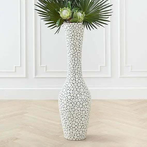 Z GALLERIE 45 Inch Tall Vase on Floor, White Wood Vase for Home Decor, Oslo Vases for Decor Living Room, Bedroom, Office, White