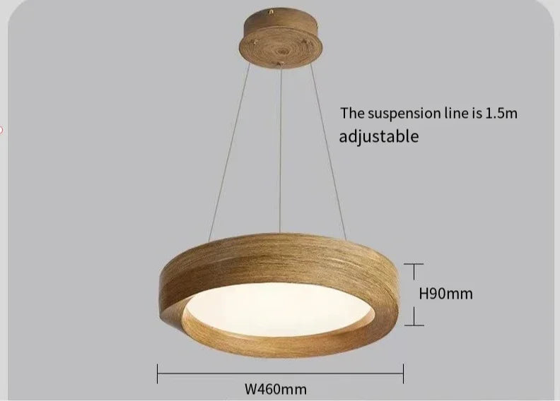 Wabi-sabi Wood Color LED Chandelier Nordic Design Bar Lamp Full Spectrum Eye Protection Dining Room Bedroom Pendant Light