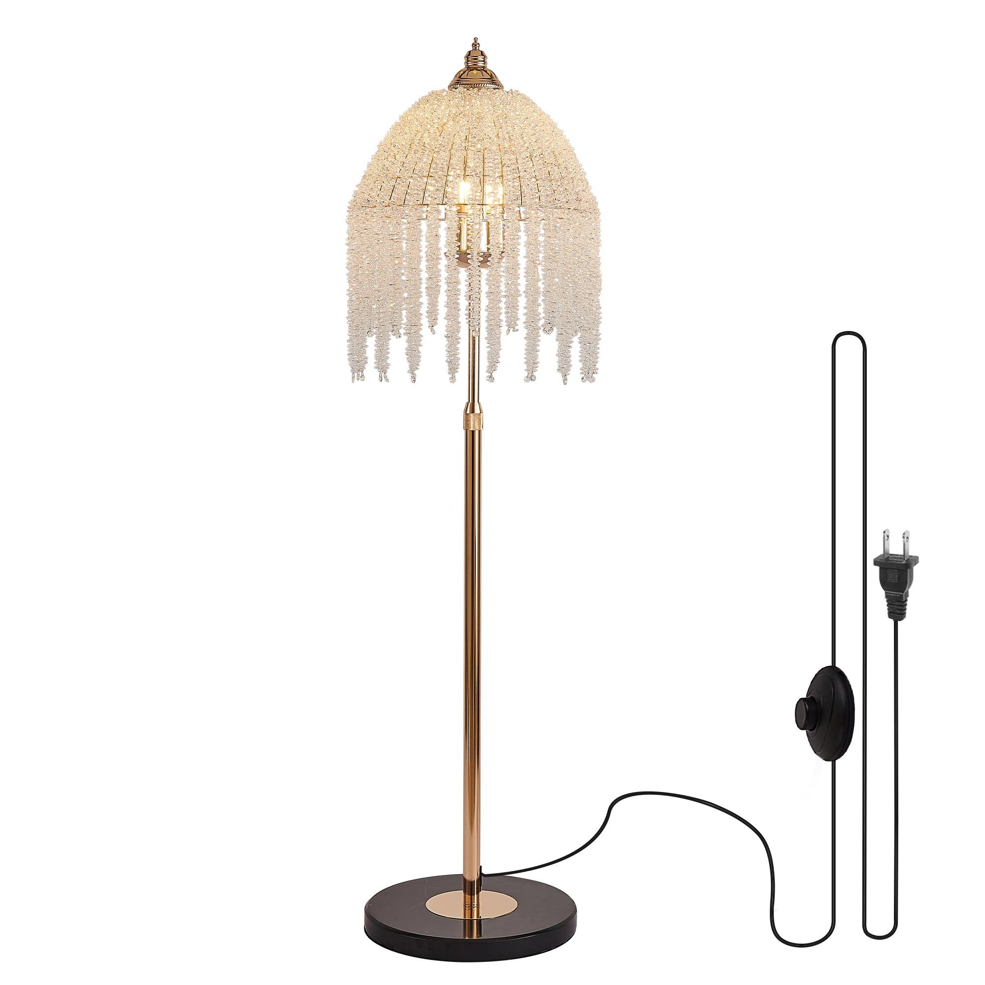 L011008 Crystal Pendant American Retro Gold Floor Lamp Hardware Lamp Base Compatible with E12 Specification Type Lamp Bedroom Living Room Sofa Side Light Luxury Atmosphere High-End Background Light