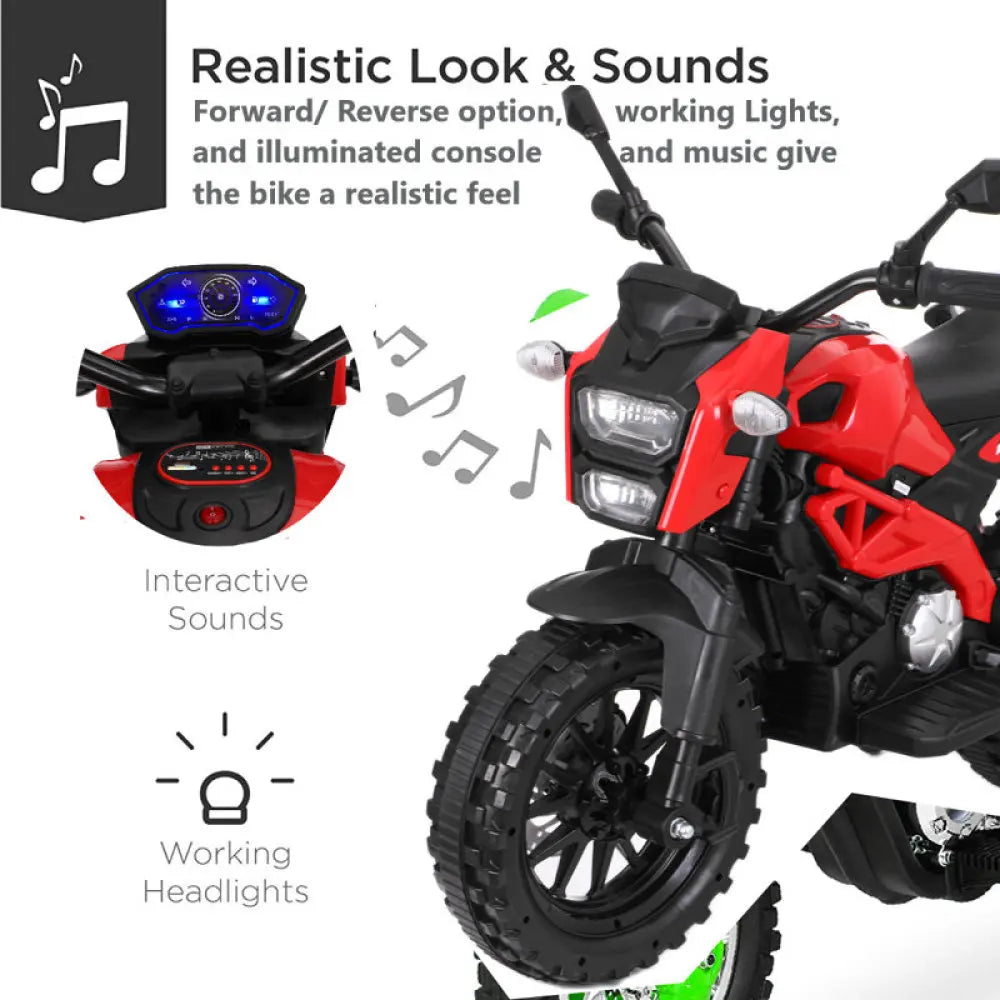 12V Electric Dirt Bike for Kids 3-6 Years Ride-On Motorcycle Hand Throttle & Foot Brake Off-Road Battery Powered Toy Gift