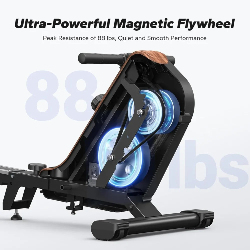 Home Fitness Rowing Machine: Electromagnetic Resistance with Adjustable Cushioned Seat and 16-Level Tension Control
