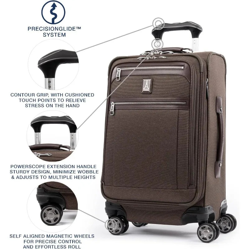 home.Platinum Elite Softside Expandable Carry on Luggage, 8 Wheel Spinner Suitcase, USB Port, Suiter, Men and Women, R
