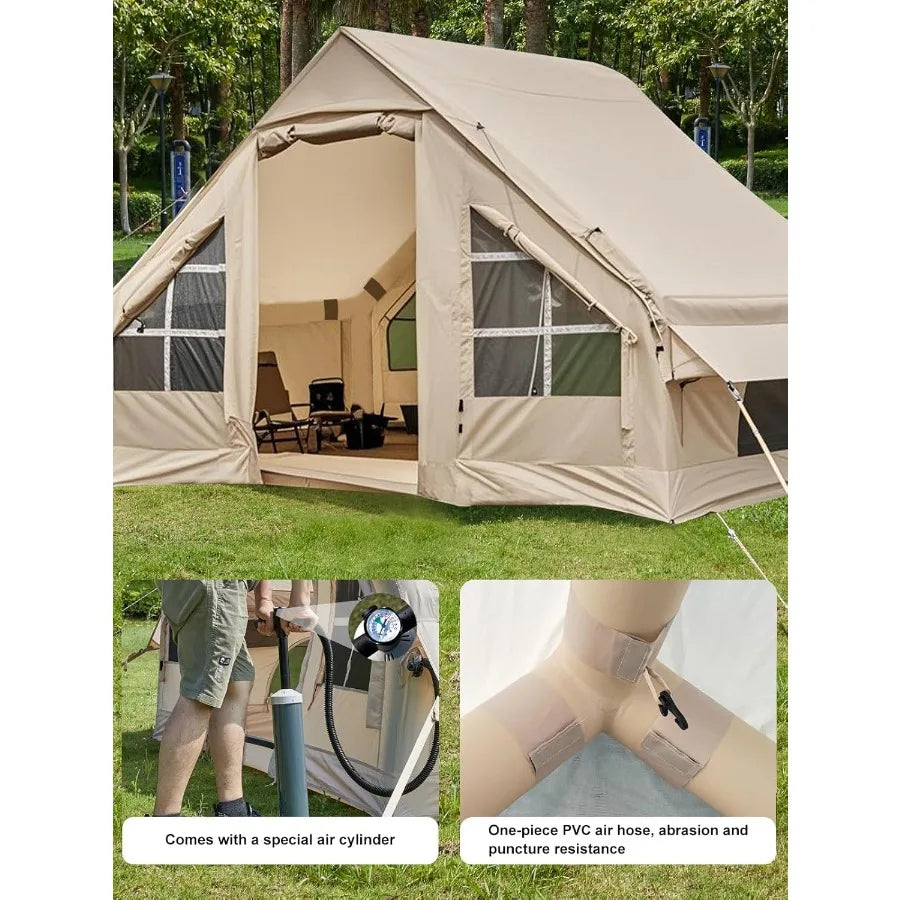 Inflatable Camping Tent 2 4 6 8 Person Glamping Inflatable Tents for Camping 2025 Update Zipper Door Easy Setup Blow Up Tents B