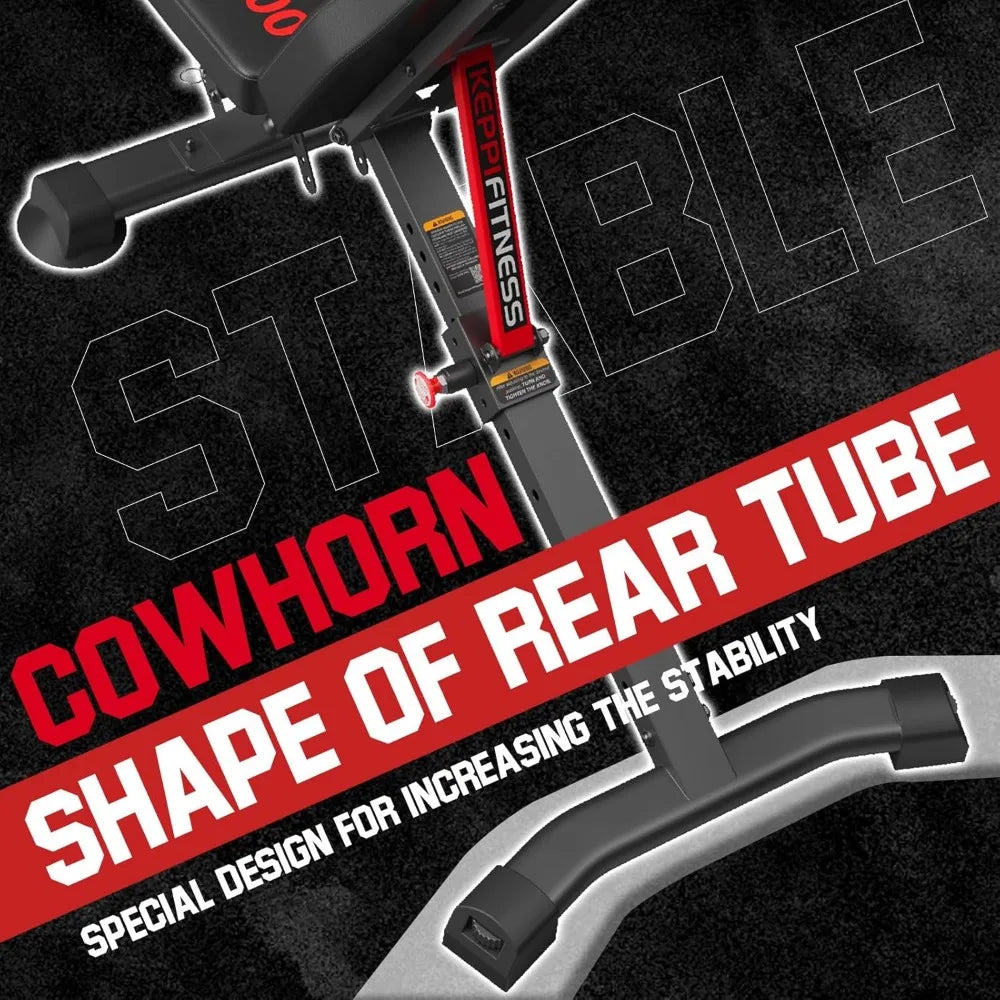 Bench, adjustable foldable exercise bench Press full body strength training, tilt down bench with quick folding - new version