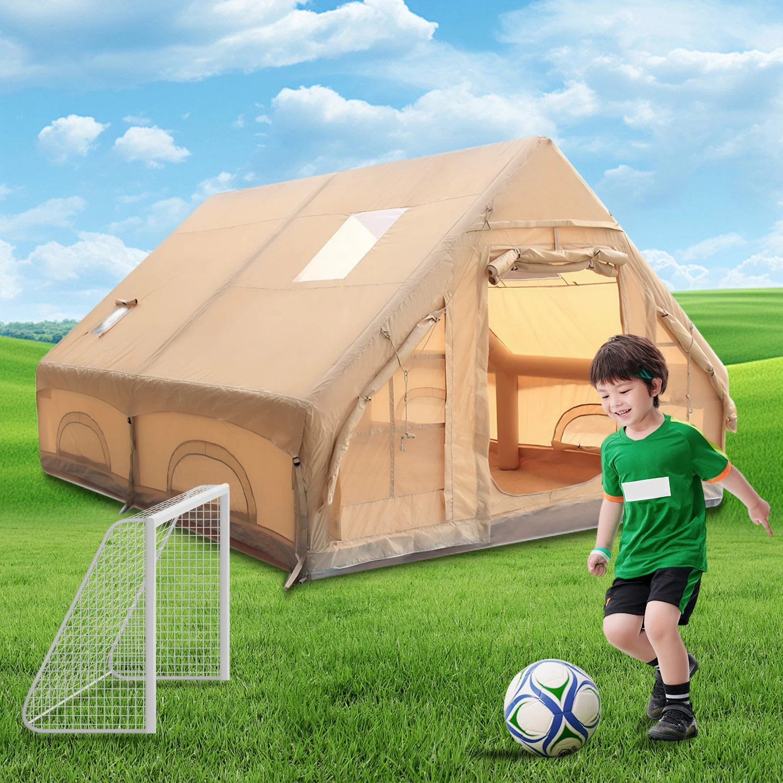 Inflatable Tent with Skylight Blow Up Tent Easy Setup Air Glamping Tents with Pump for Camping