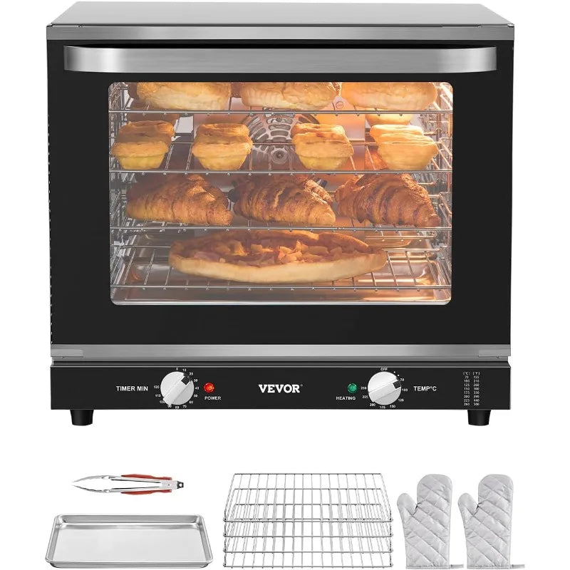VEVOR Commercial Countertop Oven, 66L 4-Tier Toaster Oven, 2800W Electric Baking Ovens with Tempered Glass Door