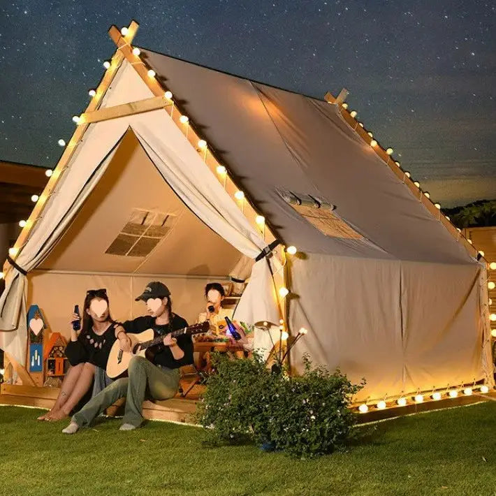 Customized 900D Oxford Cloth Triangle Tent Pentagonal Cabin Outdoor Camping BBQ Homestay Scenic Area Catering Event Tent