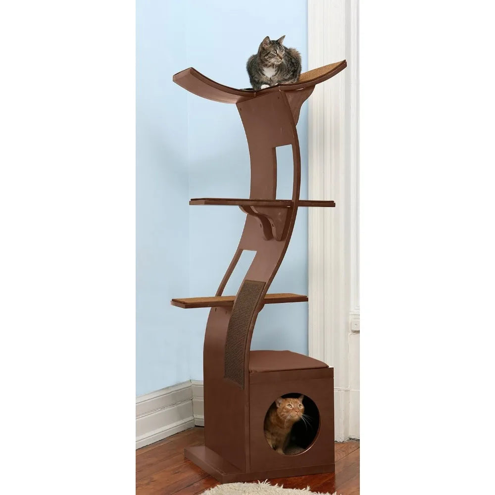 Multi-Level Cat Tree with Scratching Pad, Perches, Climbing House, Play and Relaxation Area for Cats