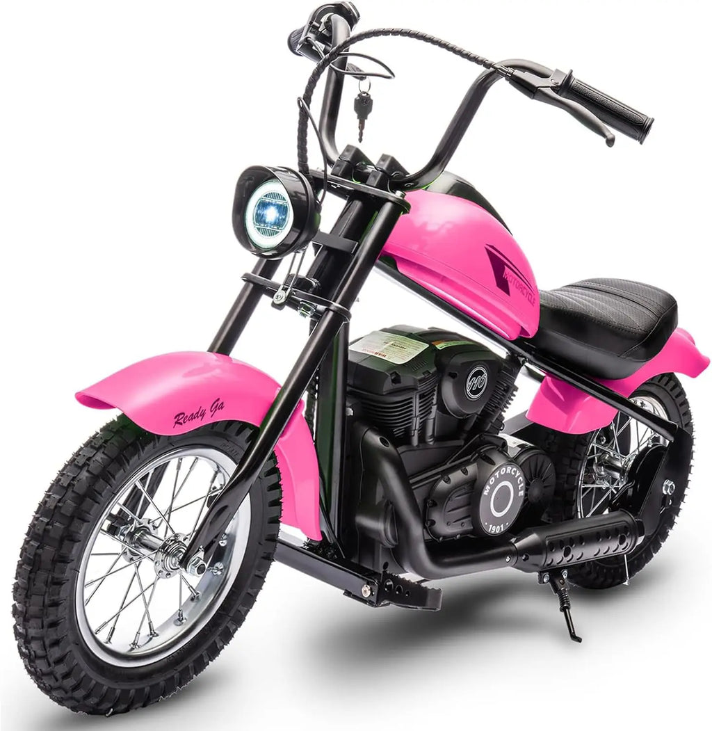 24V Electric Dirt Bike, 250W Electric Motorcycle w/LED Light, Leather Seat- Two Speed Max Up to 14MPH & 60 Minutes Motorbike