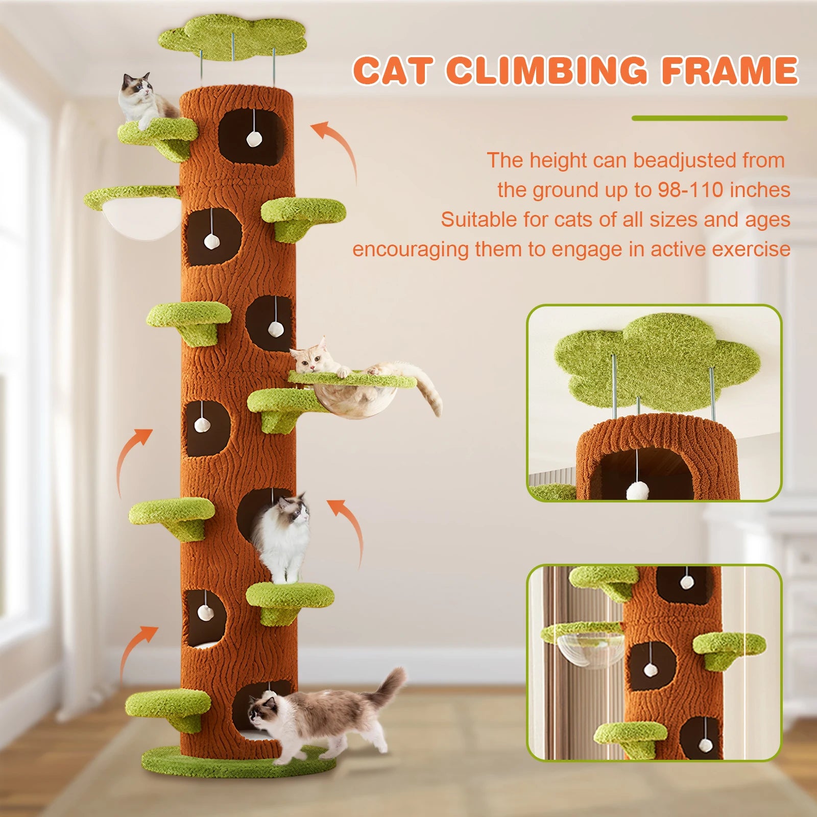 Forest Large Cat Tree with Scratching Post Tall Cat Tree Tower Super Large Cat Tree Tower for Maine Coon Cats