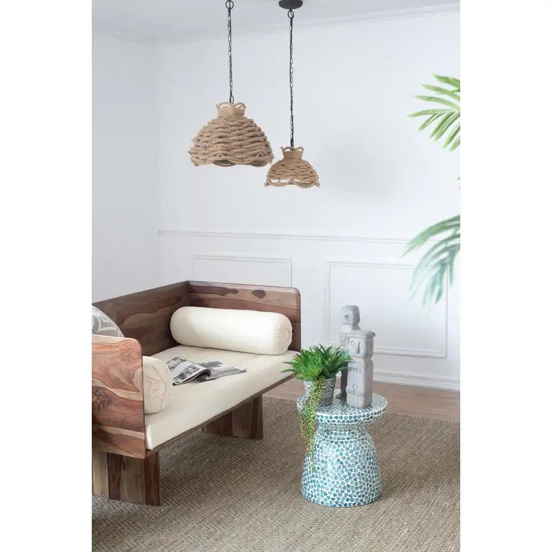 S/2 Rope Woven Chandelier - Stylish Natural Fiber Lighting Fixture for Home Decor, Rustic Ceiling Light, Boho Chic Pendant