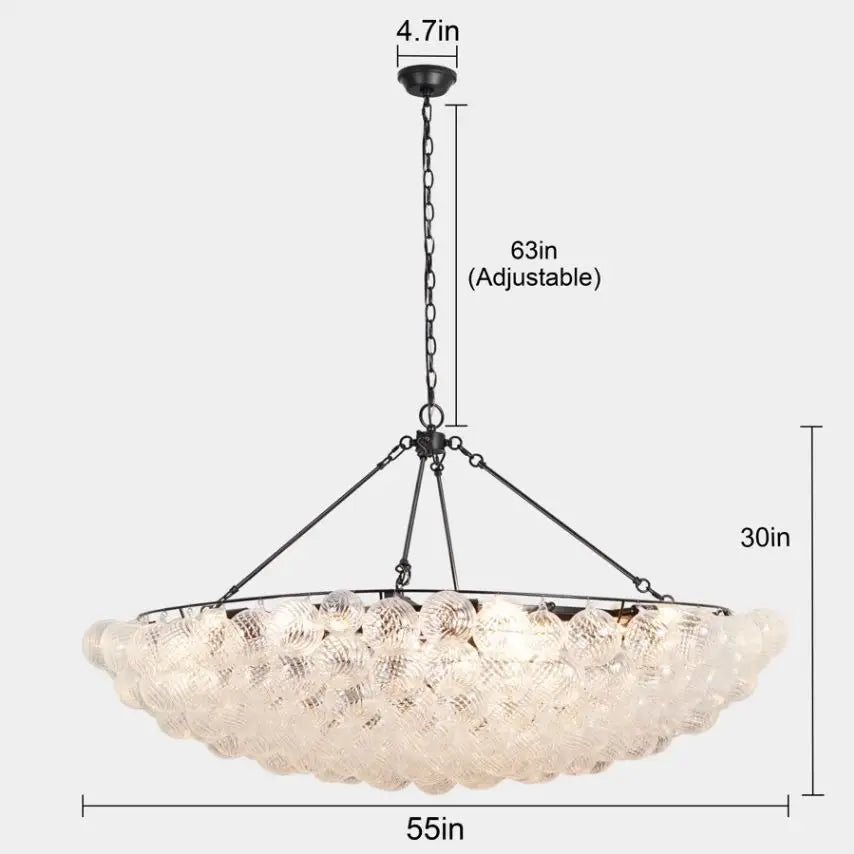 Bubble Chandelier Modern Luxury Large Pendant Light Globe Ball Swirled Glass Chandelier for Living Room Dining Room Foyer