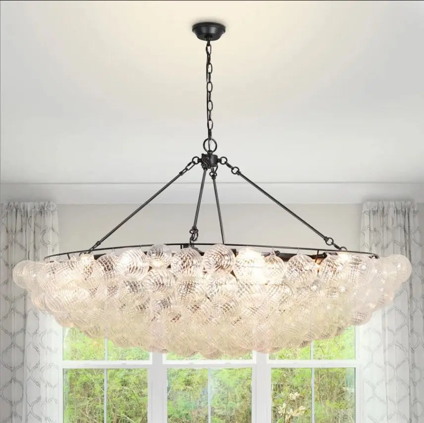 Bubble Chandelier Modern Luxury Large Pendant Light Globe Ball Swirled Glass Chandelier for Living Room Dining Room Foyer