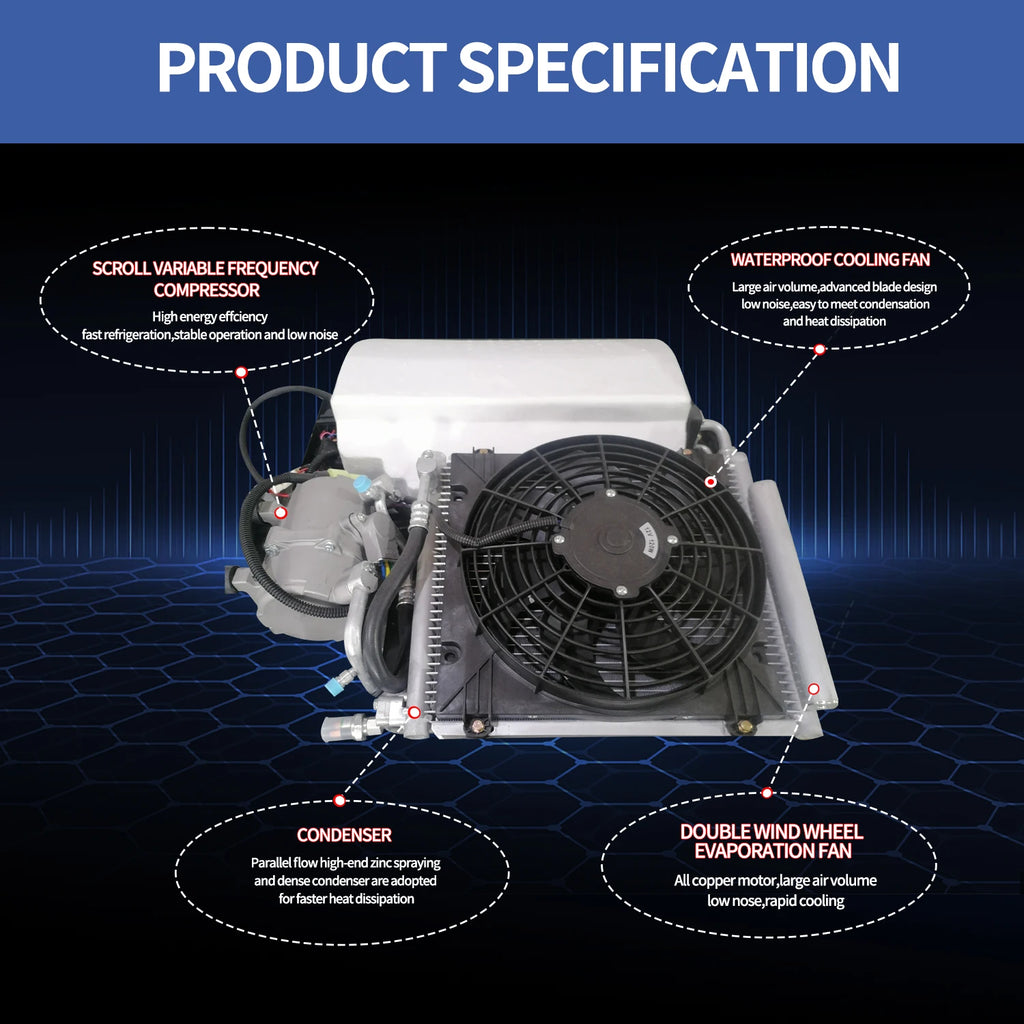 Treeligo12V Cooling Roof Air Conditioner Electric Cool RV Rooftop Parking AC Unit for Truck Camper Van Caravans Motor home