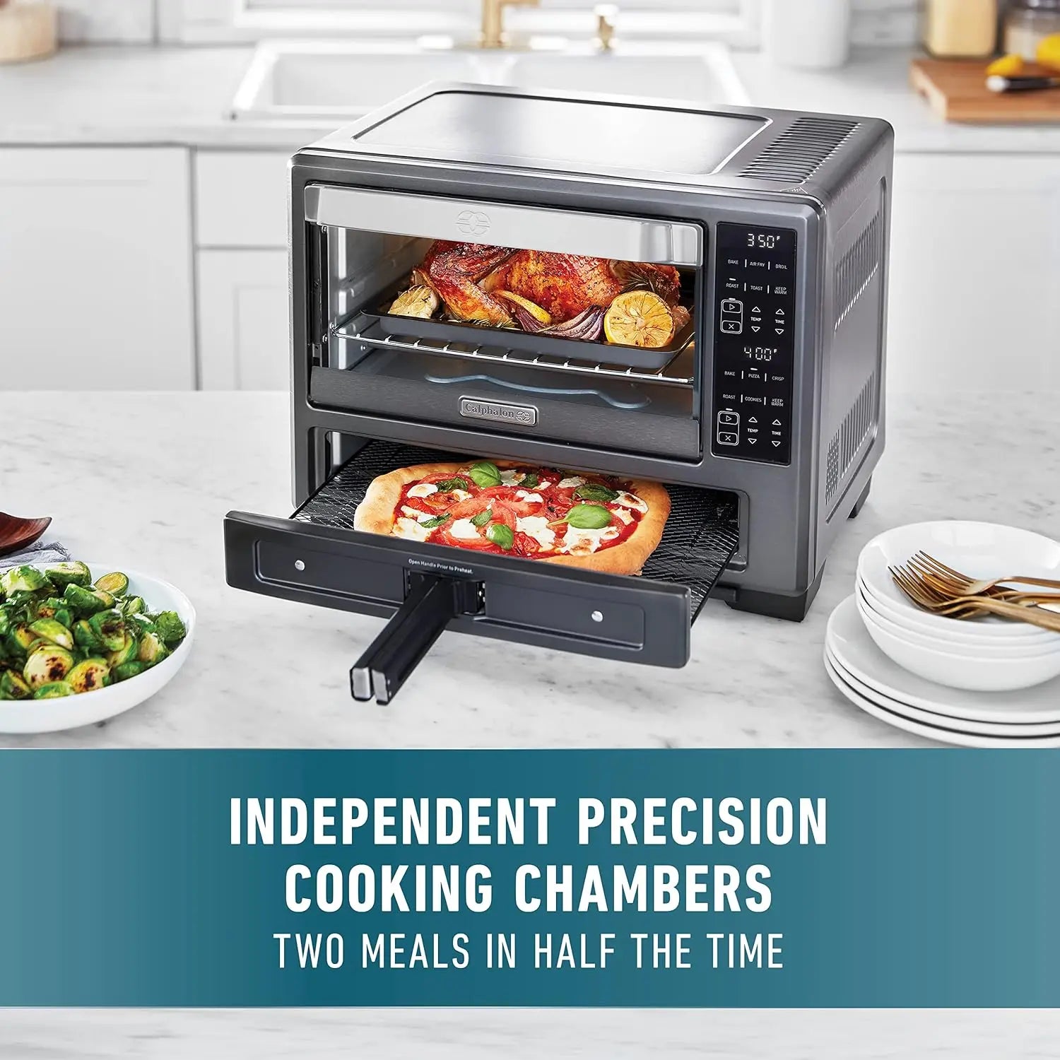 12-in-1 Air Fry Toaster Oven with Dual Zone, Digital Controls, Dark Stainless
