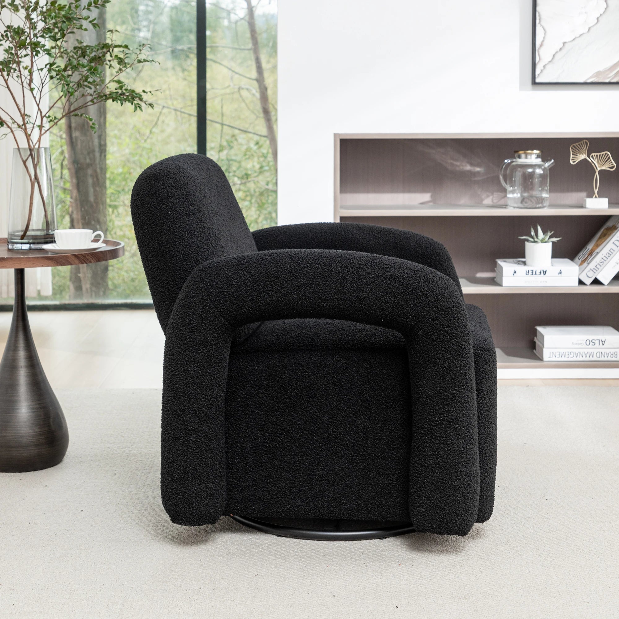 SEYNAR Modern Teddy Swivel Accent Chair Set of 2,Upolstered Swivel Round Barrel Armchair,Leisure Sofa Office Chair for Living Ro