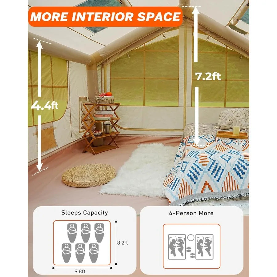Inflatable Tent for Camping with Pump 46 Person ExtraSpace Blow up Tent 420D Waterproof Ox Glamping Air for Family 4 Season Inf