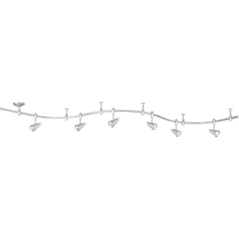 Pro Track Track Light Fixture - 6 Head LED Track Light, Brushed Nickel, Adjustable Monorail Modern for Ceilings, Kitchen Islands