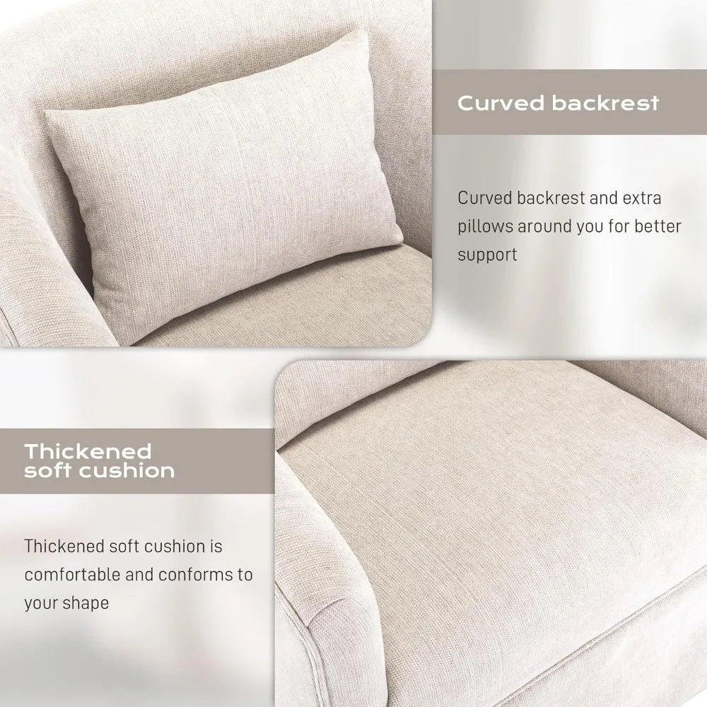 Swivel Accent Chair Set of 2, Mid Century Modern Swivel Barrel Chair for Living Room, Round Armchair Corner Chair for Bedroom, B