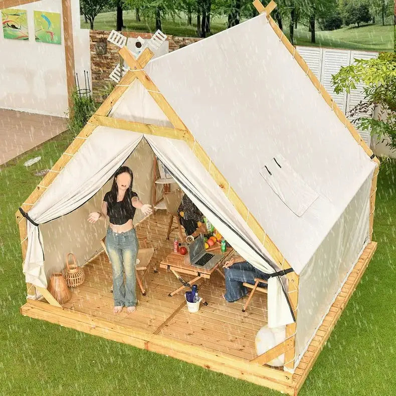 Customized 900D Oxford Cloth Triangle Tent Pentagonal Cabin Outdoor Camping BBQ Homestay Scenic Area Catering Event Tent