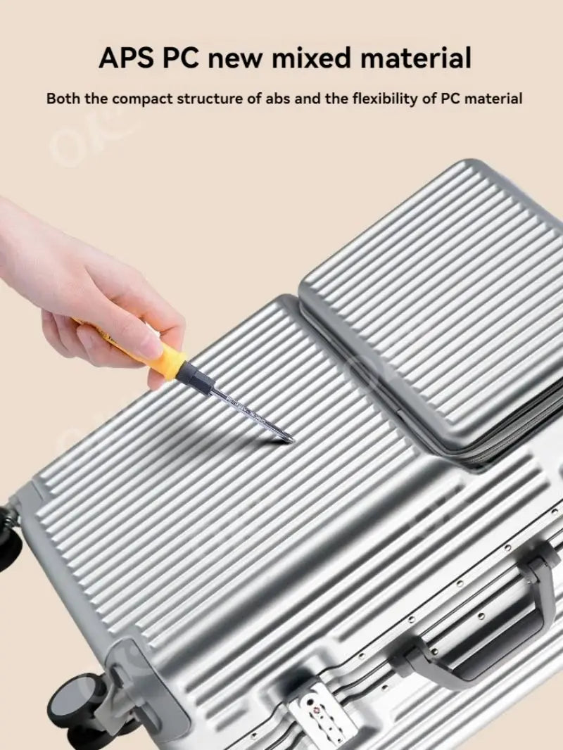 Front opening aluminum frame large capacity anti drop luggage compartment 20 inch universal wheel pull rod box 24 inch men's and