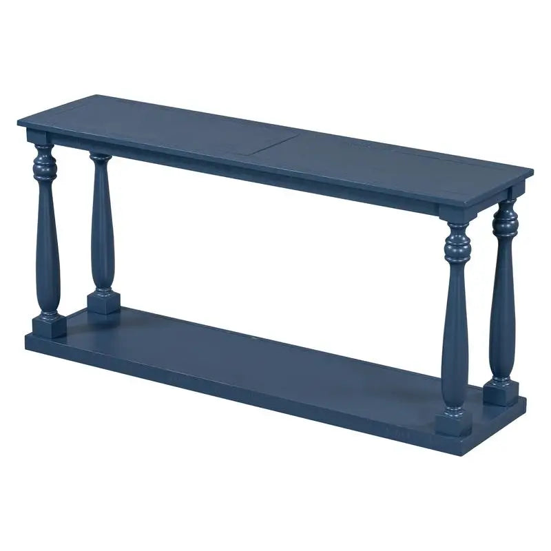 Vintage Wood Grain Console Table with Shelf and Four Vase Legs for Entryway Hallway Living Room Bedroom
