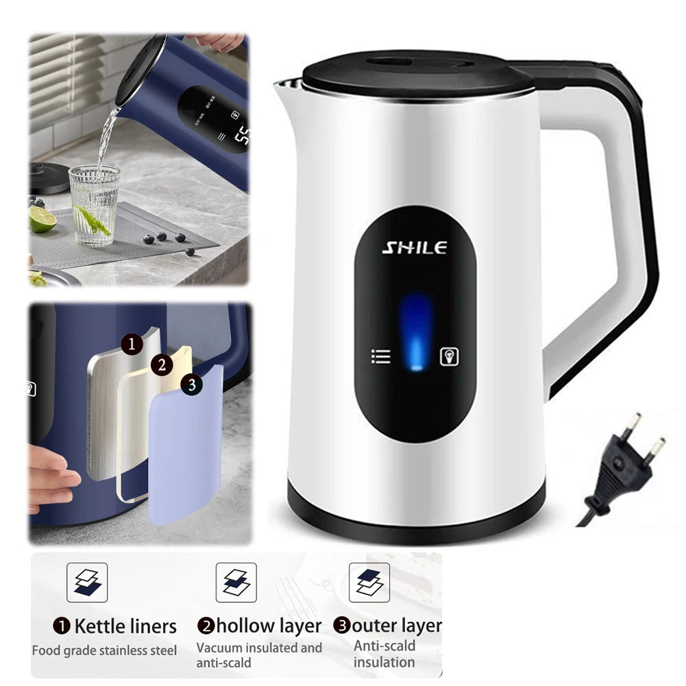 3L Stainless Steel Electric Hot Water Boiler Auto-Shutoff Thermal Water Kettle 1500W Fast Boil Boil Water Pot Home Kitchen Tool