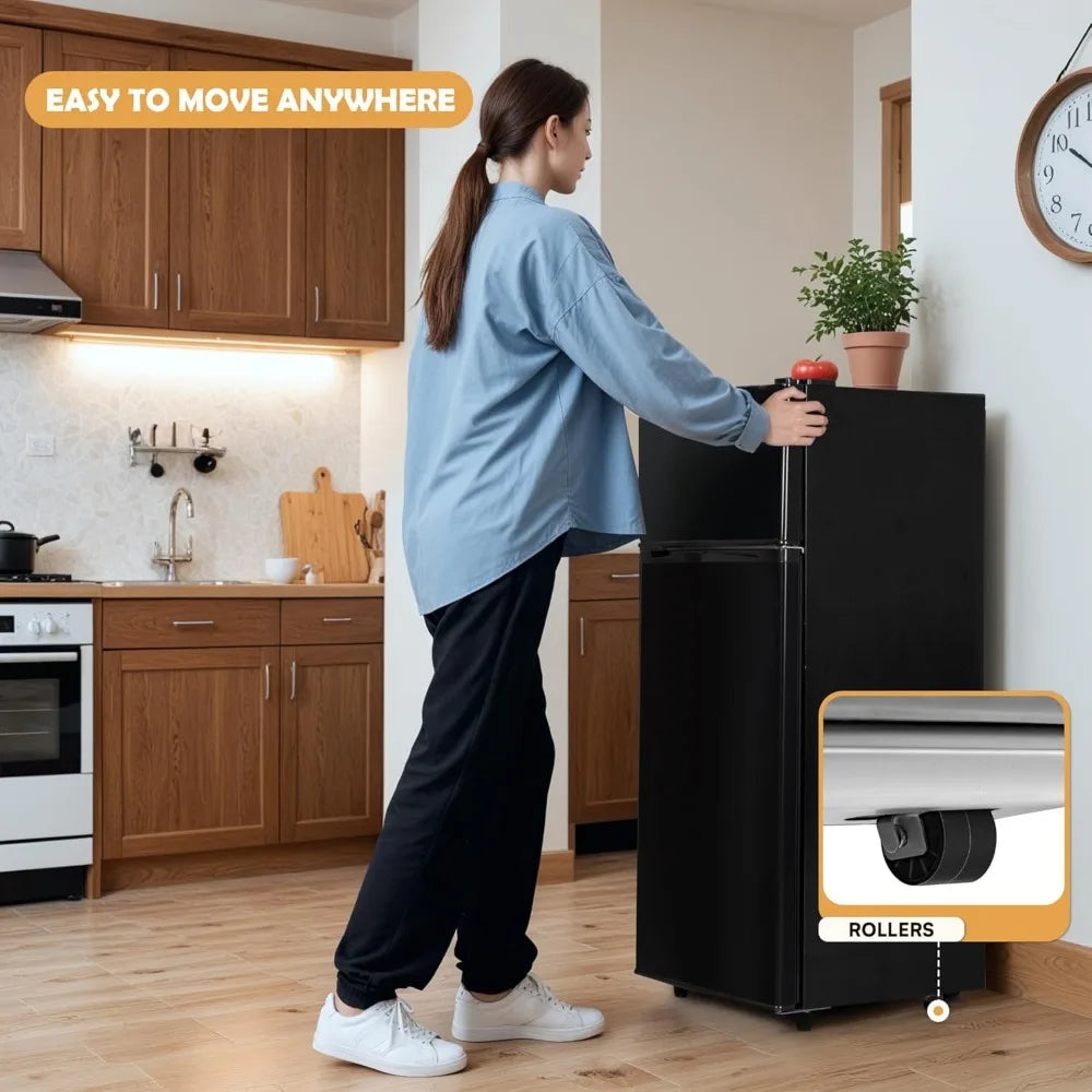 4.5 Cu.Ft Mini Fridge with Freezer, Small Refrigerator with 2 Doors for Kitchen, Dorm, Office and Bedroom, Mini Fridge with Adju