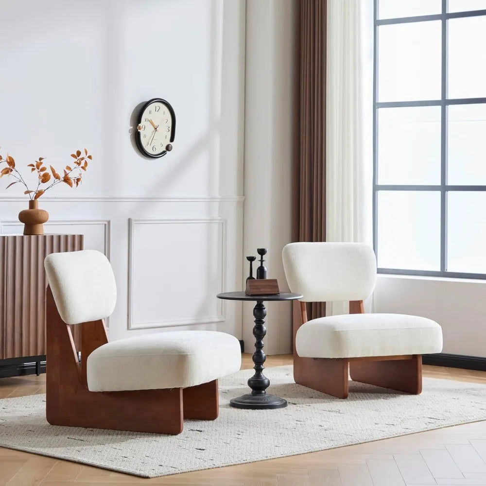 Christopher Knight Home Mores Low Profile Accent Chairs - Pair of Modern Fabric Armless Lounge Chairs for Comfortable Reading in
