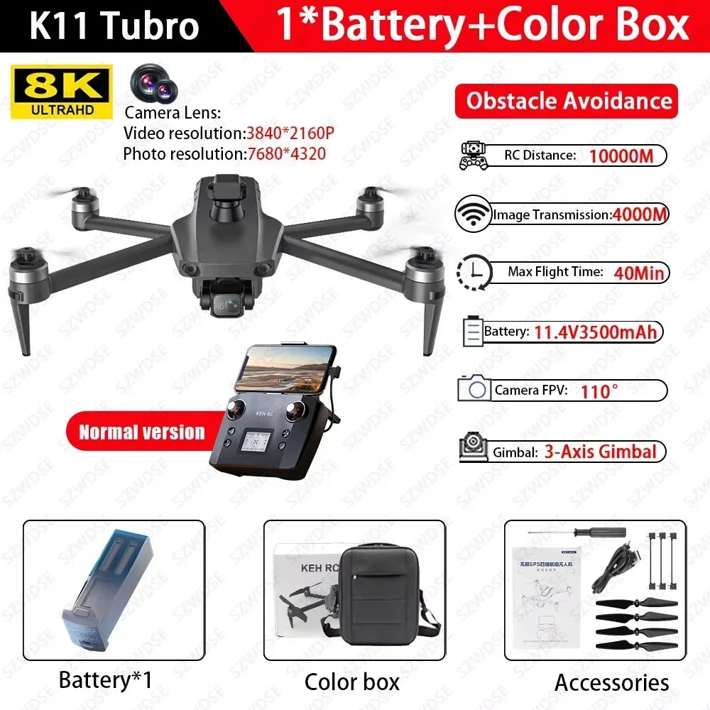 Cole Professional K11 Tubro Drone Aerial 8K HD Dual Camera with Built-in Airdrop Intelligent Obstacle Avoidance And RC Aircraft