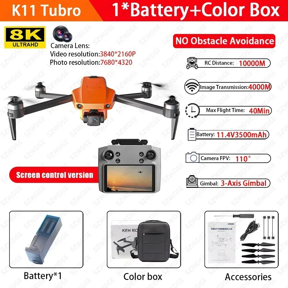 Cole Professional K11 Tubro Drone Aerial 8K HD Dual Camera with Built-in Airdrop Intelligent Obstacle Avoidance And RC Aircraft