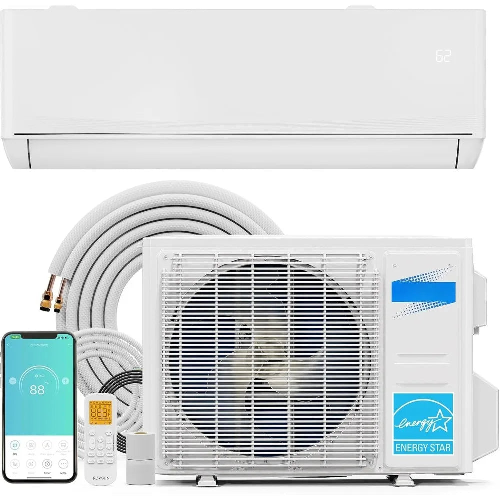 Smart WIFI Mini Split Air Conditioner 12000 BTU with Inverter Heating Cooling 23 SEER2 Ductless System for Room Size 15-25m2
