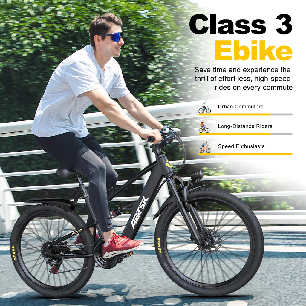 26" Electric Bike,750W Peak Motor,Step-Through Ebike Adults,Up to 40miles,25MPH Urban Commuter E-Bike 21 Speed&Dual Suspension