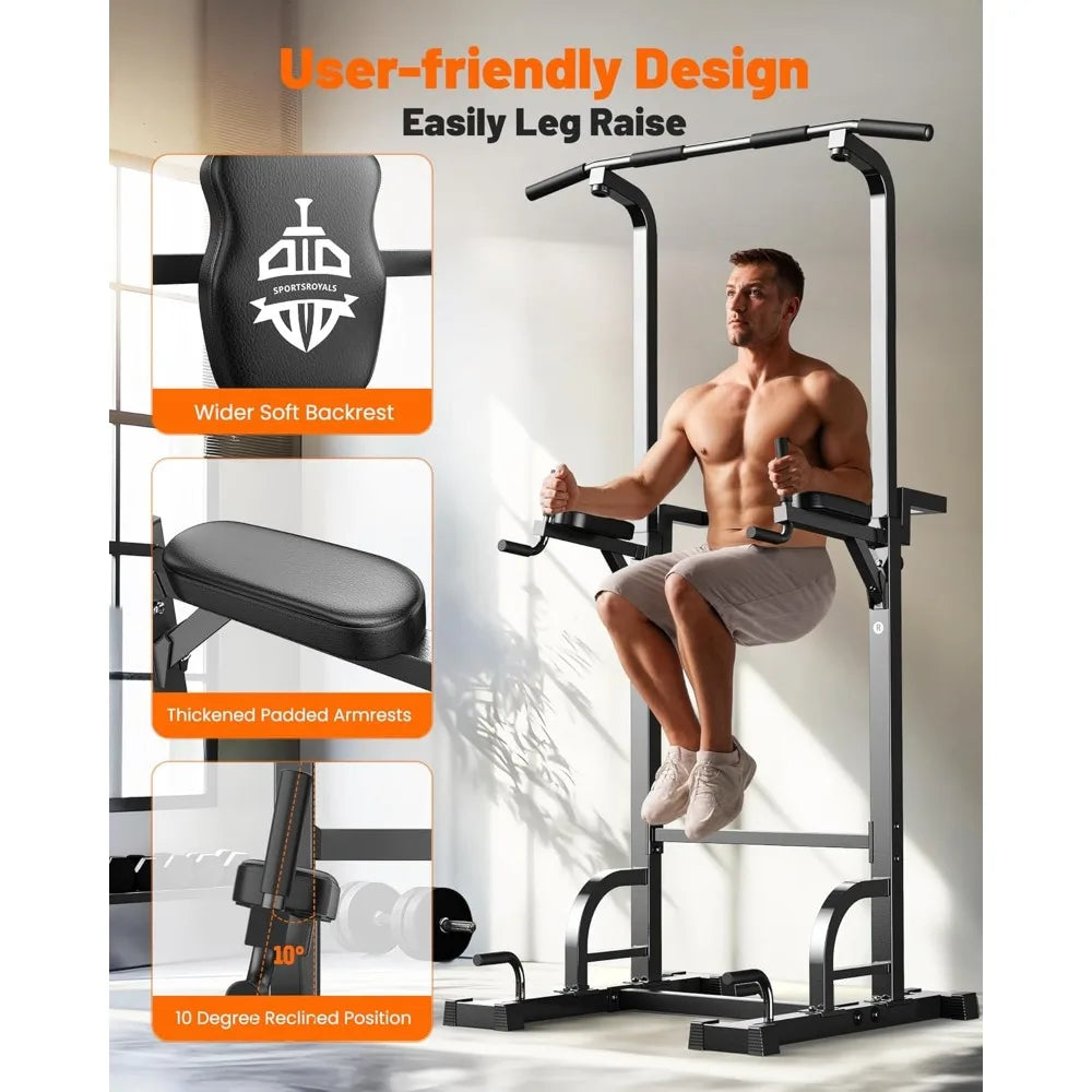 Power Tower Pull Up Dip Station Assistive Trainer Multi-Function Home Gym Strength Training Fitness Equipment 440LBS