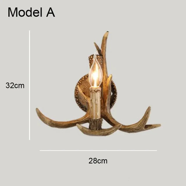 Retro Antler Chandelier Lighting Resin Deer Horn Pendant Lamp for Restaurant Living Room Hotel Shop Dining Table Hanging Lamp