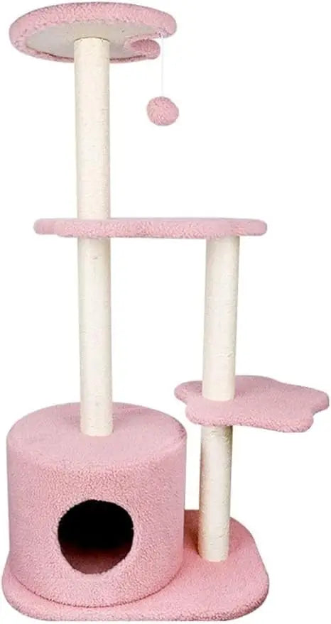 Modern Cat Activity Tower with Sisal Scratching Posts, Play House, and Top Perch for Climbing and Entertainment