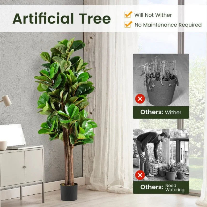5 Ft Fiddle Leaf Fig Artificial Tree potted plant living room Decorative home decoration Shipping from the USA