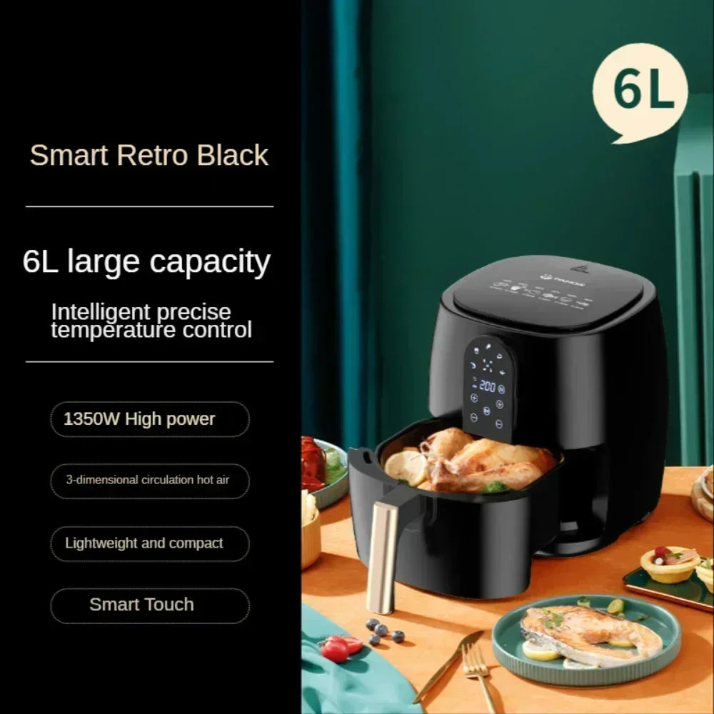 New air fryer. 6L large capacity. Home kitchen. Multi-function intelligent. Oil-free, smoke-free. For French fries.