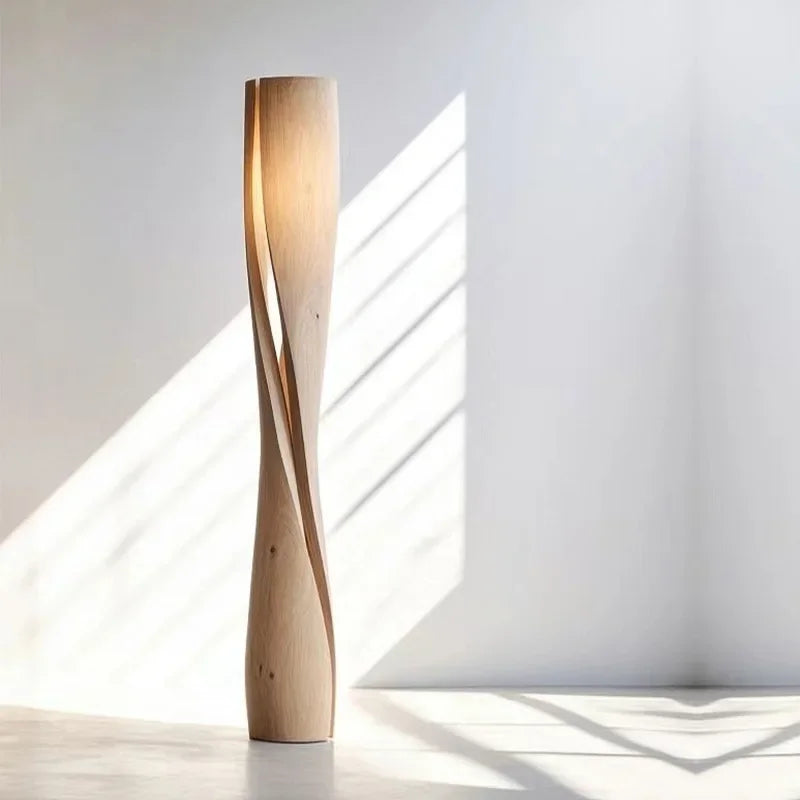 Handmade Solid Wood Creative Shaped Floor Lamp Wabi-sabi Vintage LED Art Decorative Corner Living Room Aesthetic Decoration Lamp